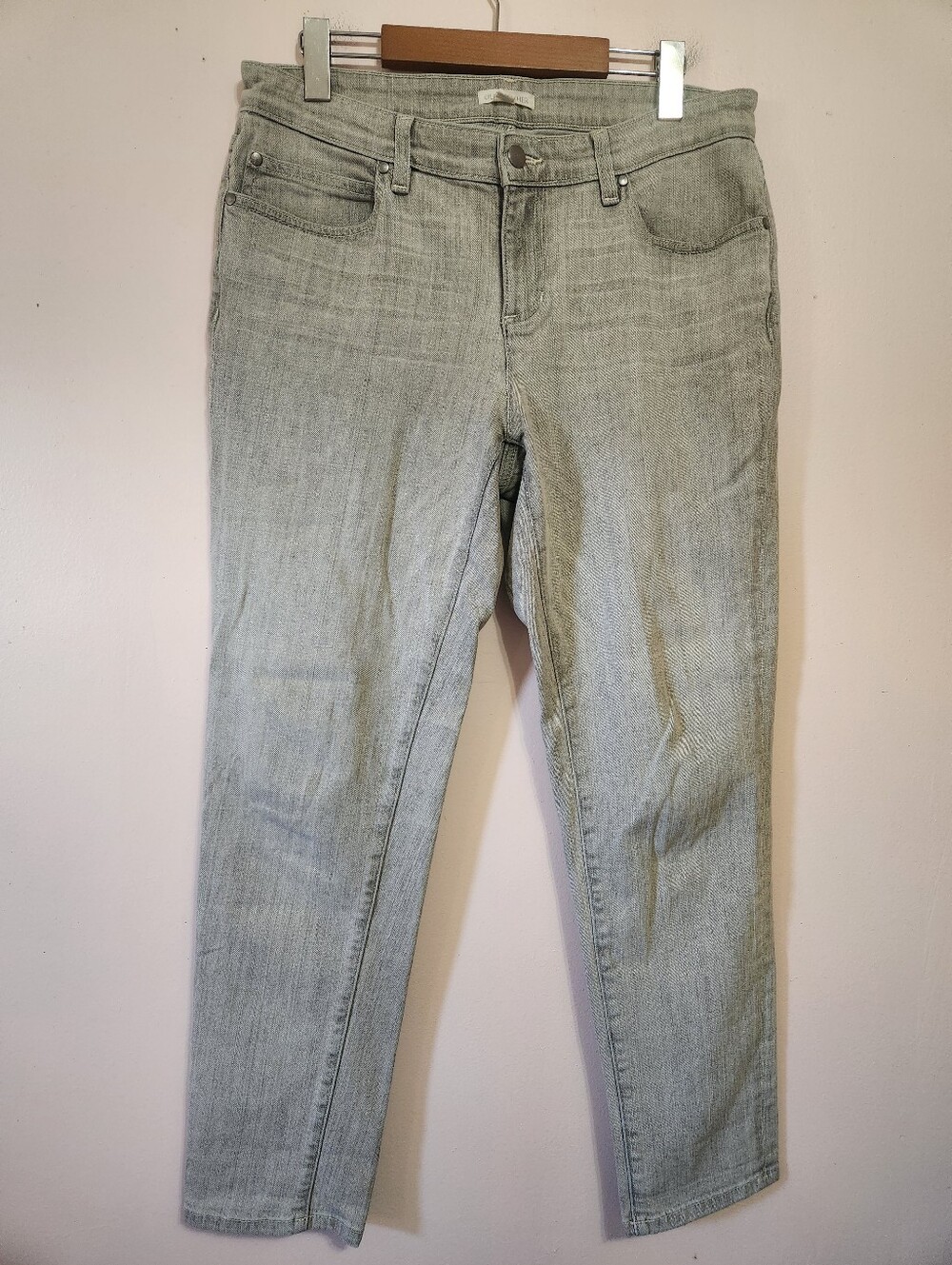 Eileen Fisher Grey Organic Cotton Slim Straight Jeans Sz 8 Minimalist Normcore